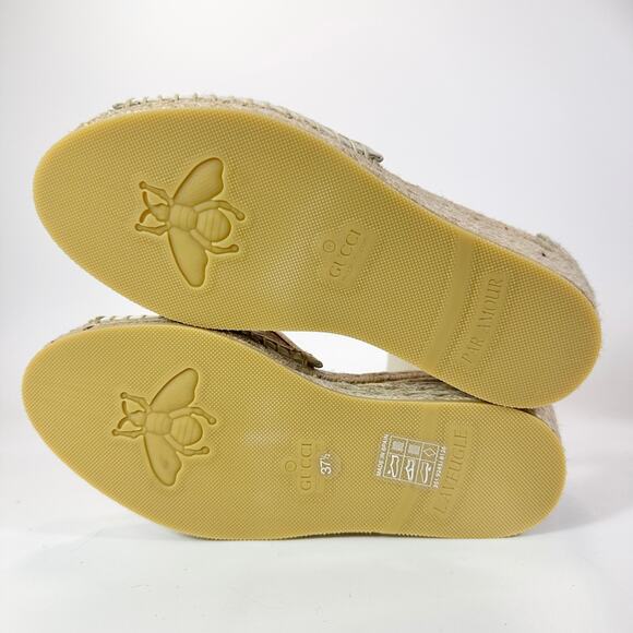 Gucci Woven GG Espadrille Wedge Heel - Women’s 7.5 - Picture 6 of 8